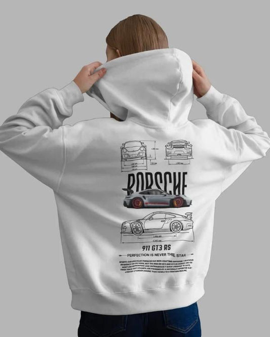 Men's Porshe 911| Graphic Print white Hooide Porshe 911